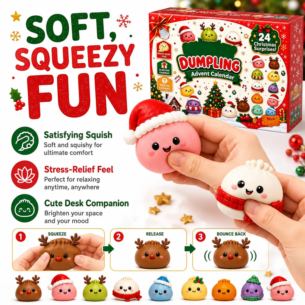2026 Dumpling Squishy Advent Calendar - Indoor Recreation Stress Relief Toy