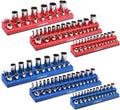 Magnetic Socket Organizer, 6 Piece Socket Holder Kit, 1/2-inch, 3/8-inch, 1/4-inch Drive, Holds 143 SAE&Metric Sockets, Red & Blue, Professional Quality Tools Organizer