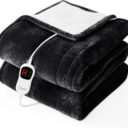 Homemate Cozy Heated Throw Blanket, Plush Flannel Sherpa, 10 Heat Settings, Auto Shut-Off
