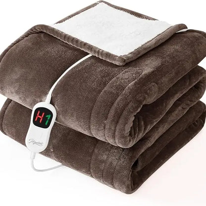 Homemate Cozy Heated Throw Blanket, Plush Flannel Sherpa, 10 Heat Settings, Auto Shut-Off