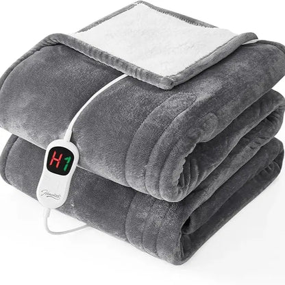 Homemate Cozy Heated Throw Blanket, Plush Flannel Sherpa, 10 Heat Settings, Auto Shut-Off