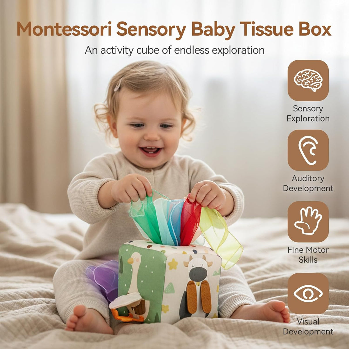 Montessori Baby Tissue Box Sensory Toy