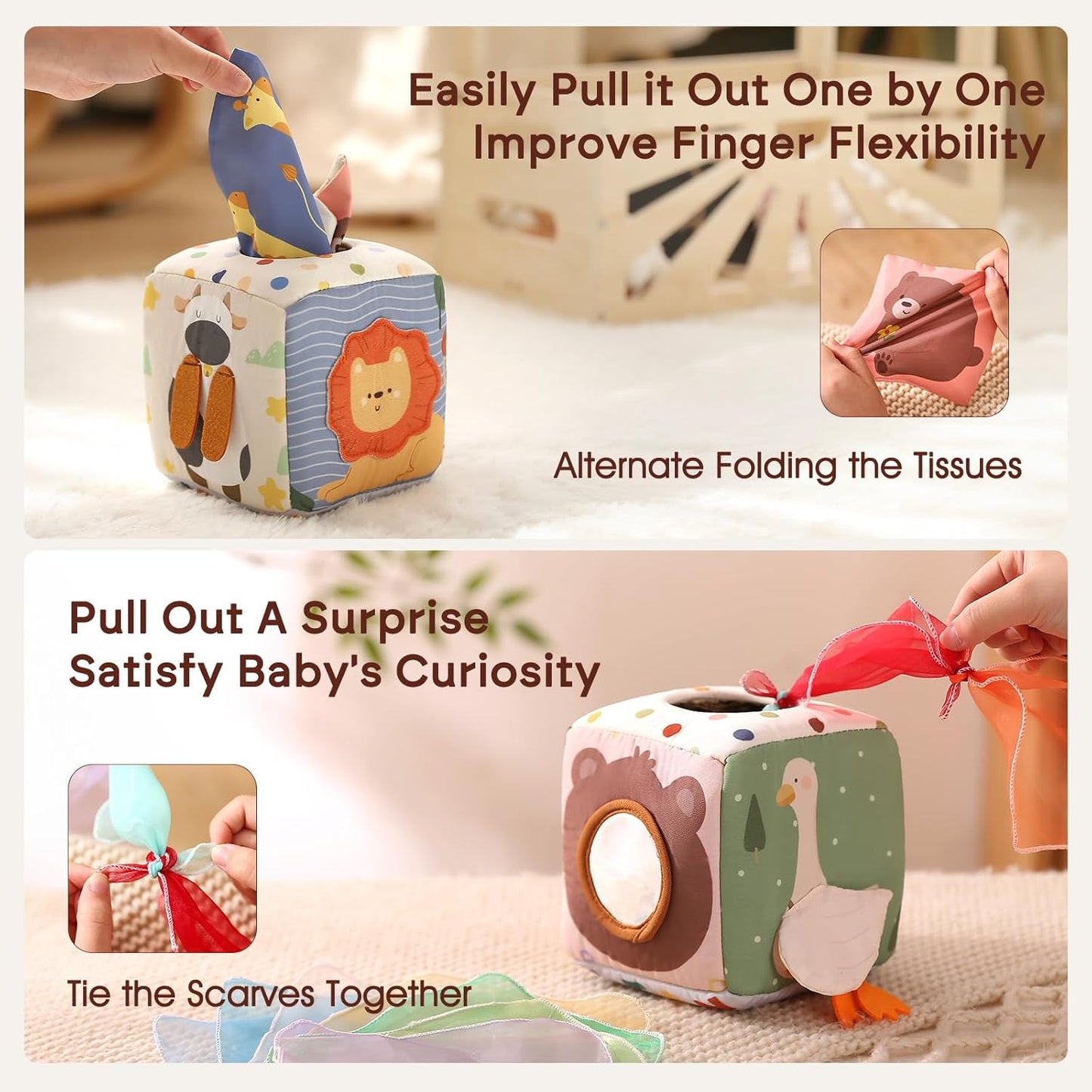 Montessori Baby Tissue Box Sensory Toy