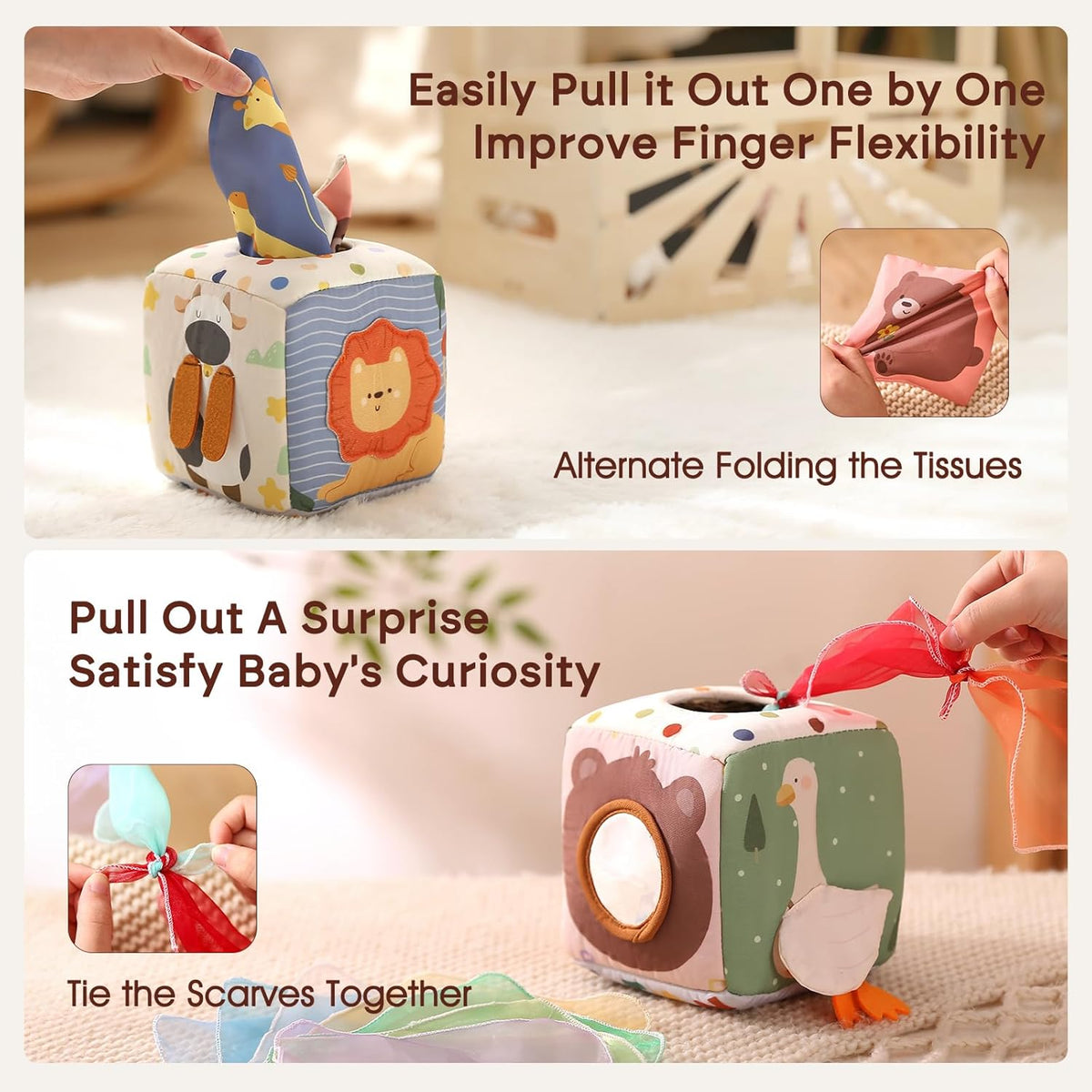 Montessori Baby Tissue Box Sensory Toy