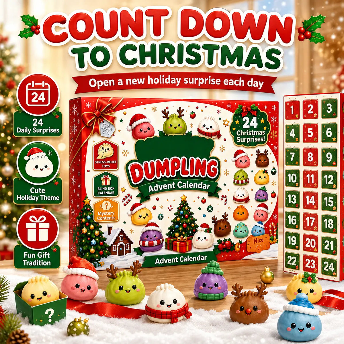 2026 Dumpling Squishy Advent Calendar - Indoor Recreation Stress Relief Toy