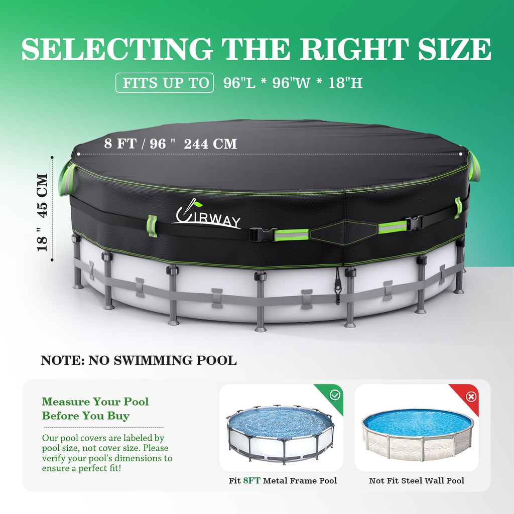 Heavy Duty Round Above Ground Pool Cover – UV Resistant Solar Tarp with Heat Protection & Rope Tie