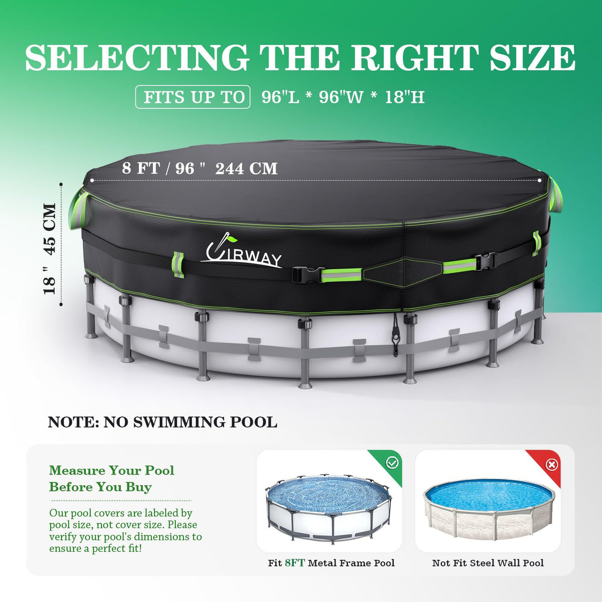Heavy Duty Round Above Ground Pool Cover – UV Resistant Solar Tarp with Heat Protection & Rope Tie