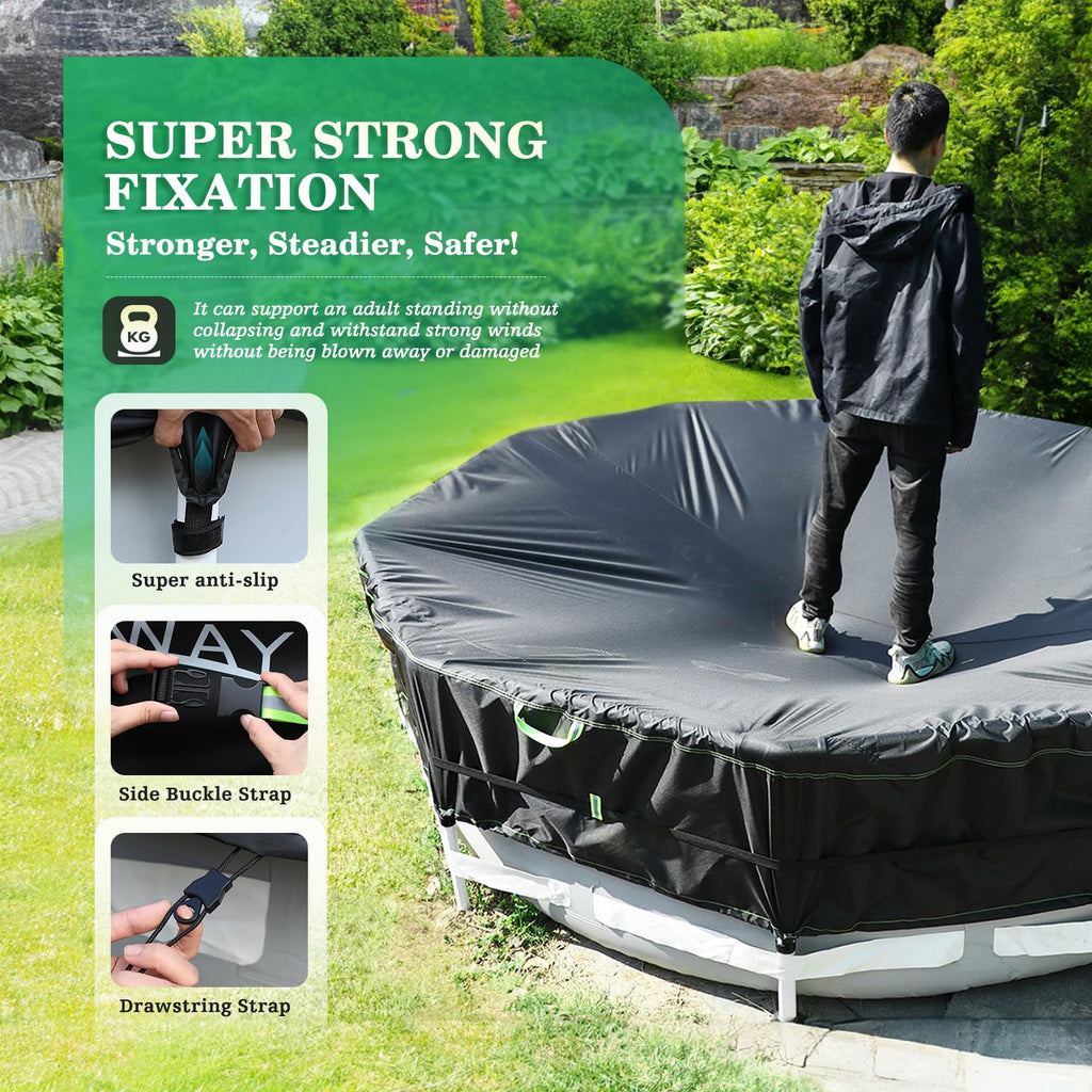 Heavy Duty Round Above Ground Pool Cover – UV Resistant Solar Tarp with Heat Protection & Rope Tie