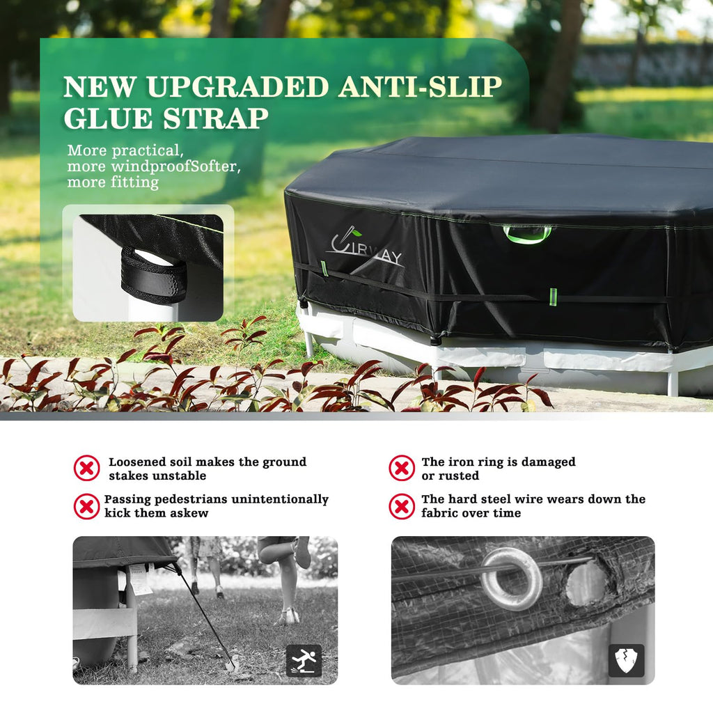 Heavy Duty Round Above Ground Pool Cover – UV Resistant Solar Tarp with Heat Protection & Rope Tie
