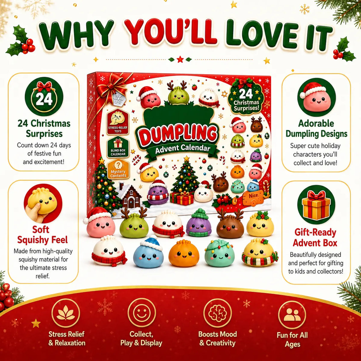 2026 Dumpling Squishy Advent Calendar - Indoor Recreation Stress Relief Toy