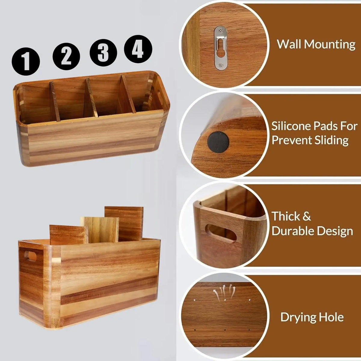 Wooden kitchen storage box