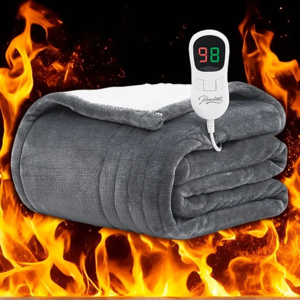 Homemate Cozy Heated Throw Blanket, Plush Flannel Sherpa, 10 Heat Settings, Auto Shut-Off