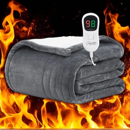 Homemate Cozy Heated Throw Blanket, Plush Flannel Sherpa, 10 Heat Settings, Auto Shut-Off