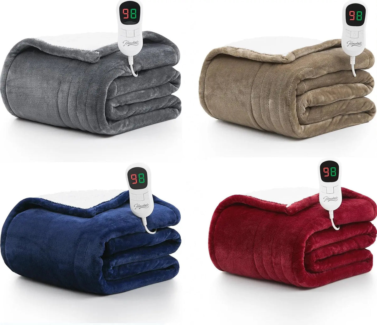 Homemate Cozy Heated Throw Blanket, Plush Flannel Sherpa, 10 Heat Settings, Auto Shut-Off