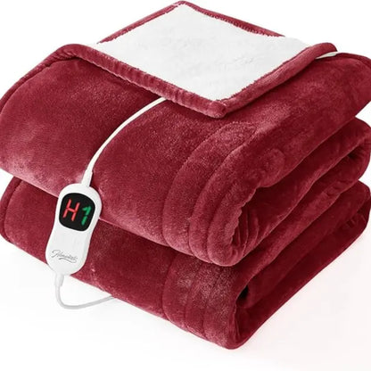 Homemate Cozy Heated Throw Blanket, Plush Flannel Sherpa, 10 Heat Settings, Auto Shut-Off